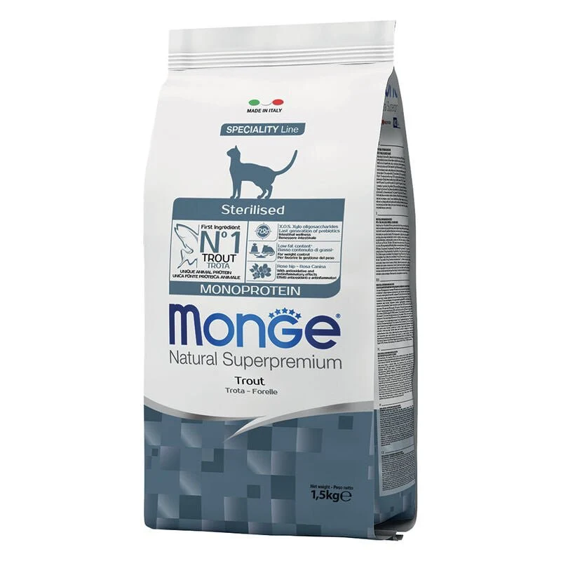 Monge Natural Superpremium Monoprotein Sterilised Gatto Adult Trota