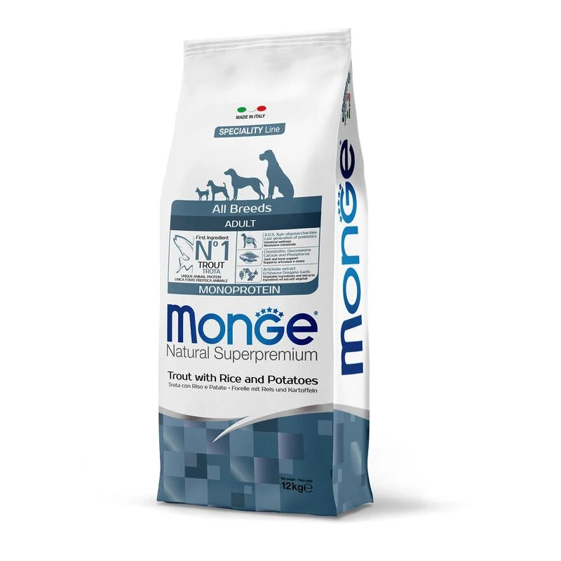 Monge Natural Superpremium Monoprotein Cane Adult Trota, Riso & Patate