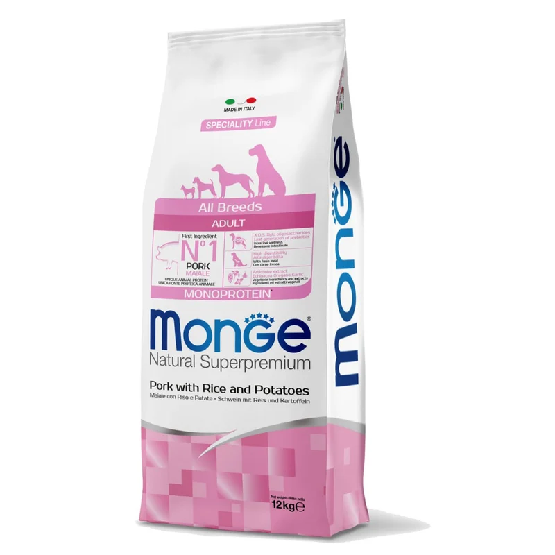 Monge Natural Superpremium Cane Puppy E Junior Maiale, Riso E Patate