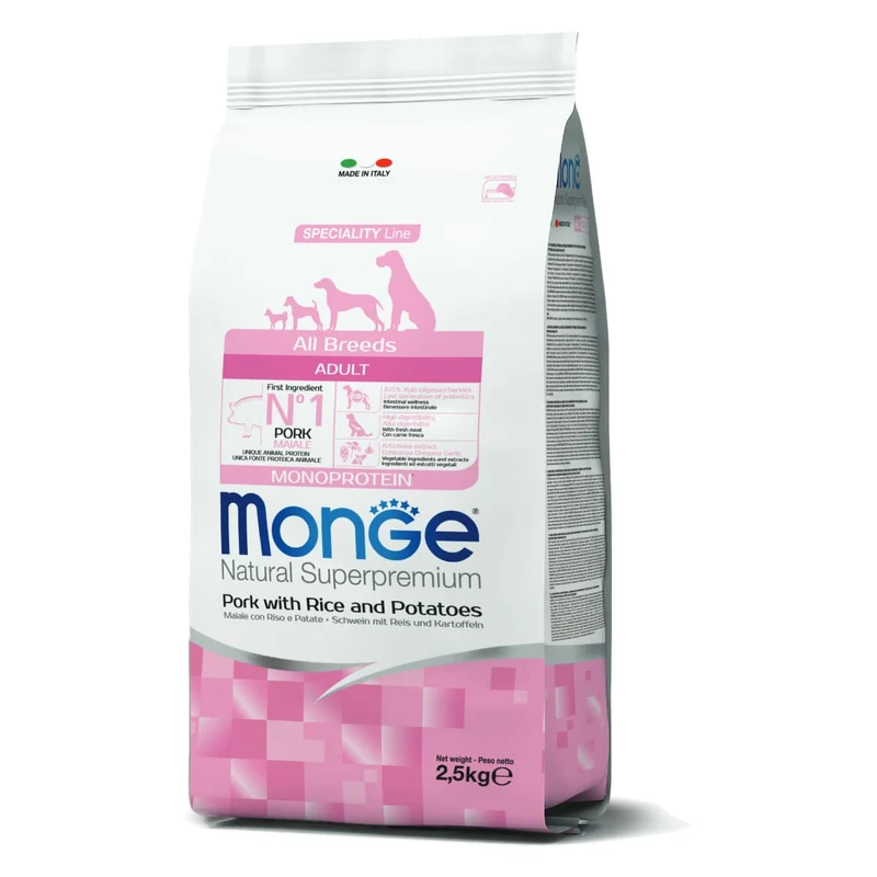Monge Natural Superpremium Cane Puppy E Junior Maiale, Riso E Patate
