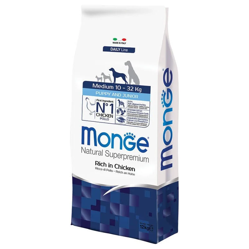 Monge Natural Superpremium Cane Puppy E Junior Medium Pollo 12 Kg