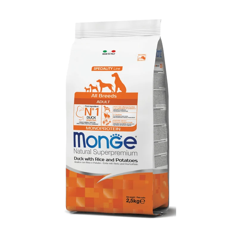 Monge Natural Superpremium Cane Puppy E Junior Anatra, Riso E Patate