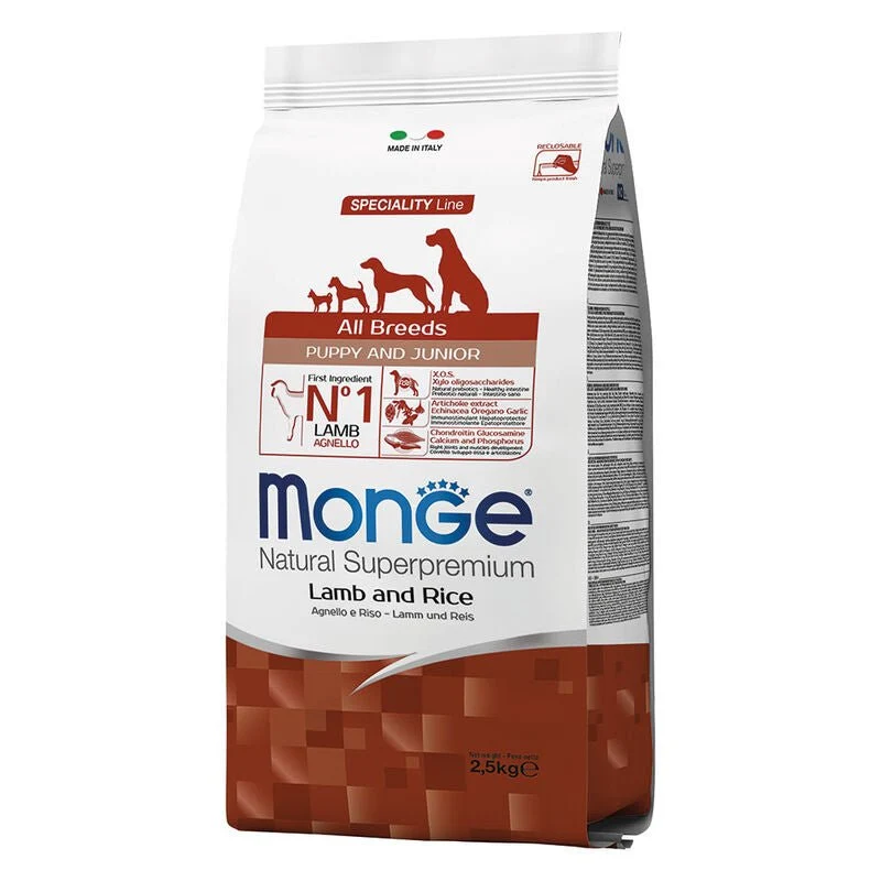 Monge Natural Superpremium Cane Puppy E Junior Agnello & Riso 12 Kg