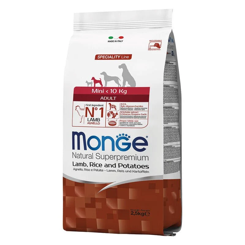 Monge Natural Superpremium Cane Adult Mini Agnello, Riso & Patate