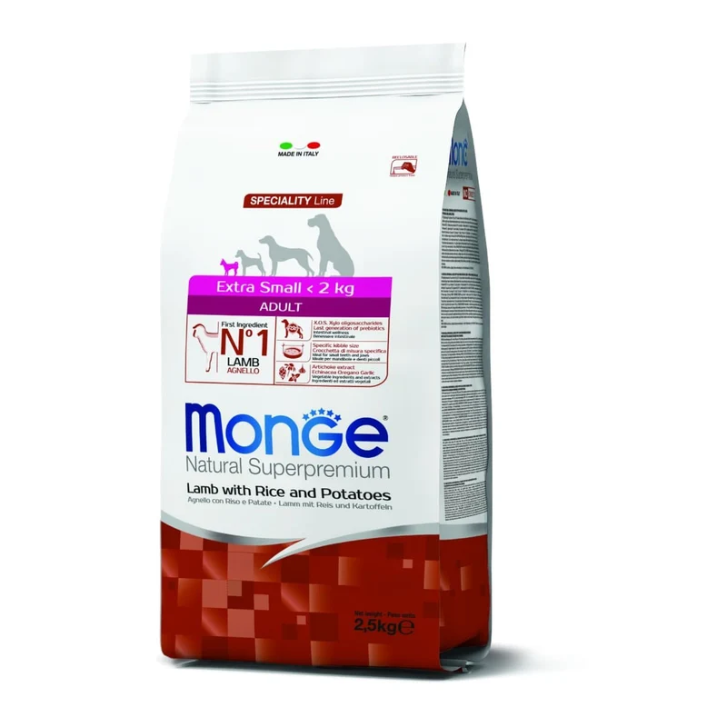Monge Natural Superpremium Cane Adult Extra Small Agnello, Riso & Patate