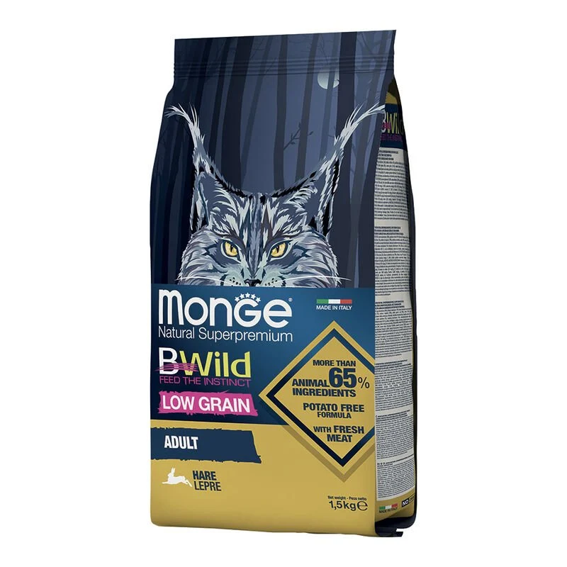Monge Natural Superpremium Bwild Low Grain Gatto Adult Lepre 1.5 Kg