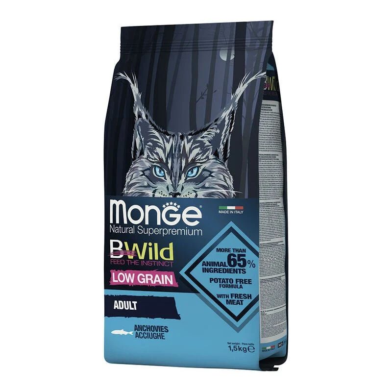 Monge Natural Superpremium Bwild Low Grain Gatto Adult Acciughe 1.5 Kg