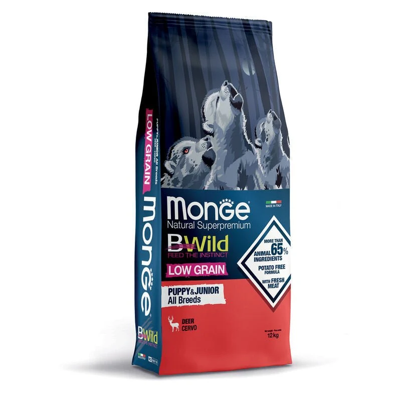 Monge Natural Superpremium Bwild Low Grain Cane Puppy Cervo