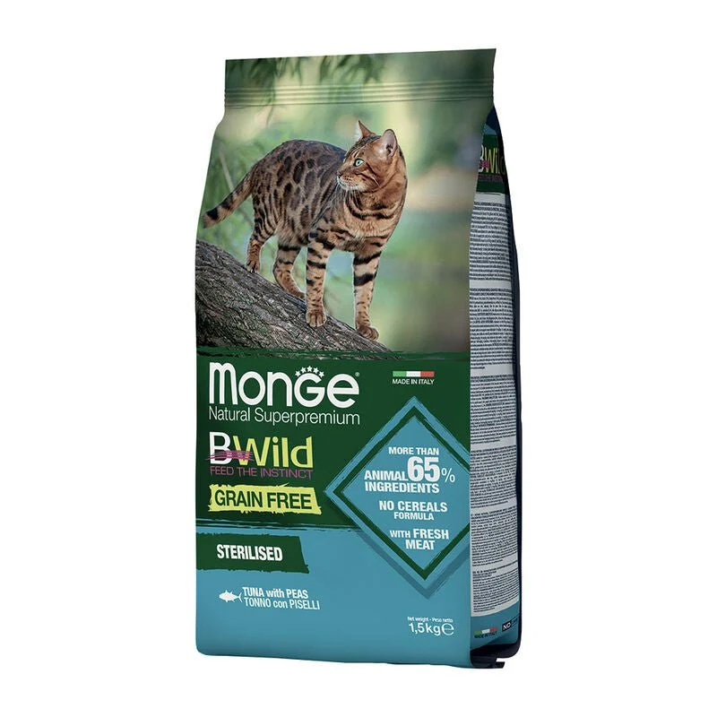 Monge Natural Superpremium Bwild Grain Free Gatto Adult Sterilised Tonno Con Piselli