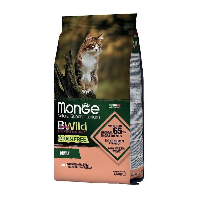 Monge Natural Superpremium Bwild Grain Free Gatto Adu 1,5k Salmone Con Piselli