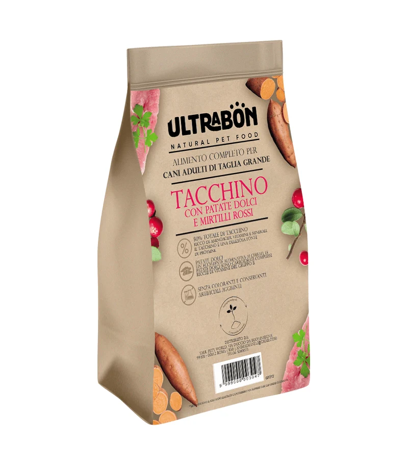 Ultrabon Cibo per Cani di Taglia Grande Tacchino , Patate e Mirtillo