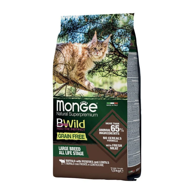 Monge Natural Superpremium Bwild Grain Free Gatto Large Bufalo Con Patate E Lenticchie 1.5Kg