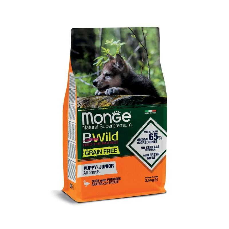 Monge Natural Superpremium Bwild Grain Free Cane Puppy Anatra E Patate 2.5Kg