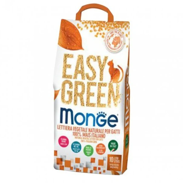 Lettiera Vegetale 100% Mais Monge Easy Green 10L Da 3,8Kg Per Gatti