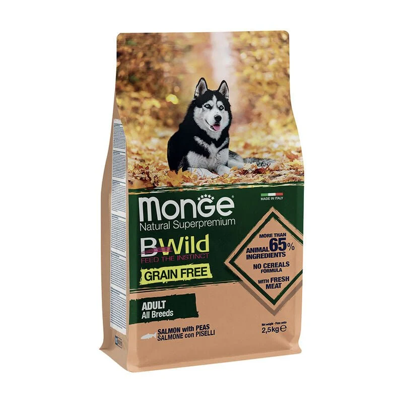 Monge Natural Superpremium Bwild Grain Free Cane Adult Salmone Con Piselli