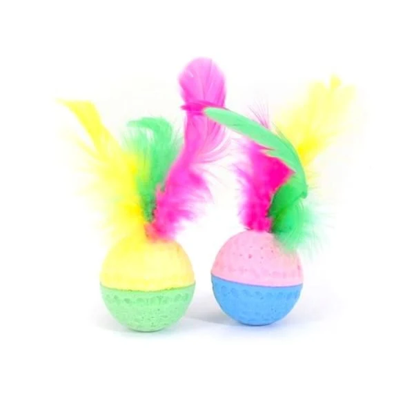 Camon Palline In Spugna Con Piuma Per Gatti