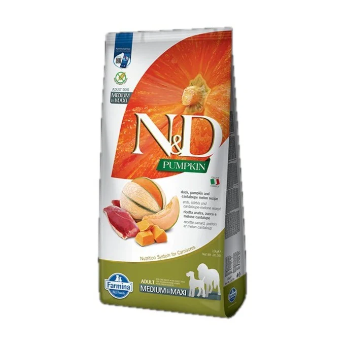 Farmina N&D cane Pumpkin Anatra E Melone Cantalupo Adult Medium & Maxi 12Kg