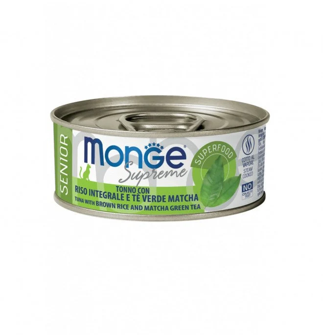 Monge Supreme Gatto Anziano 80Gr In Lattina Tonno, Riso Integrale E Matcha
