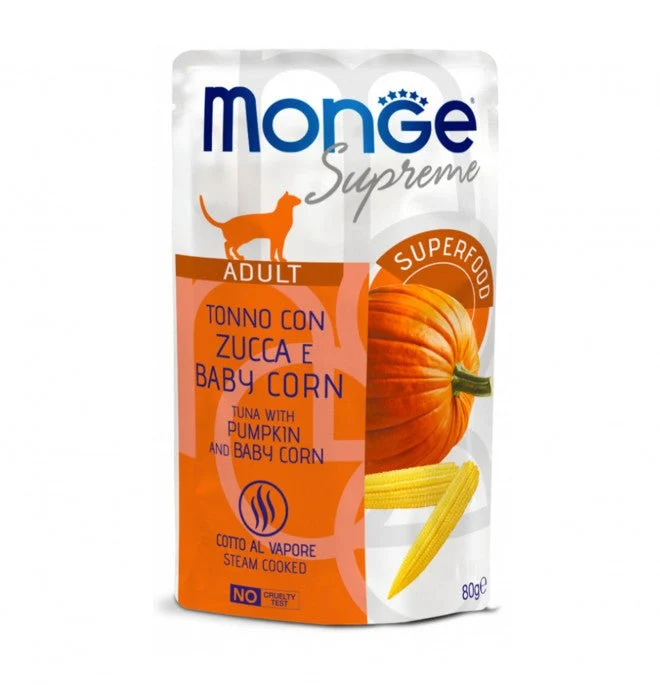 Monge Supreme Gatto Adult 80Gr In Busta Tonno, Piselli E Carote