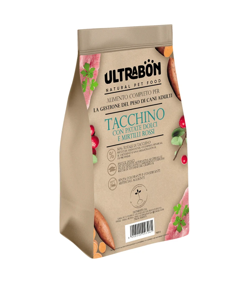 Ultrabon Cibo Per Cani Adulti Light Tacchino Con Patate E Mirtillo
