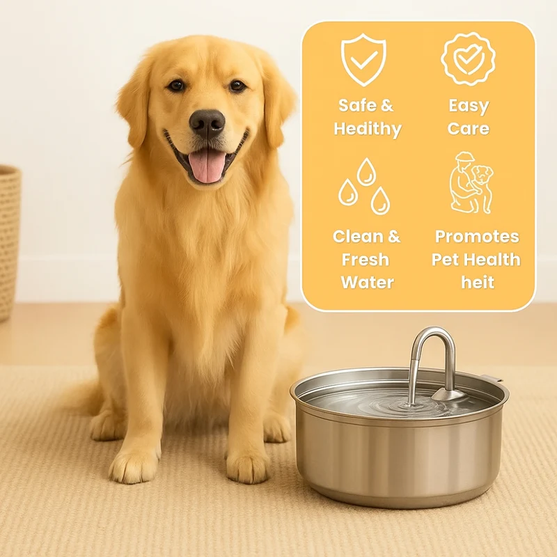 Pet Water Fountain Stainless Steel Automatic Drinking Bowl
