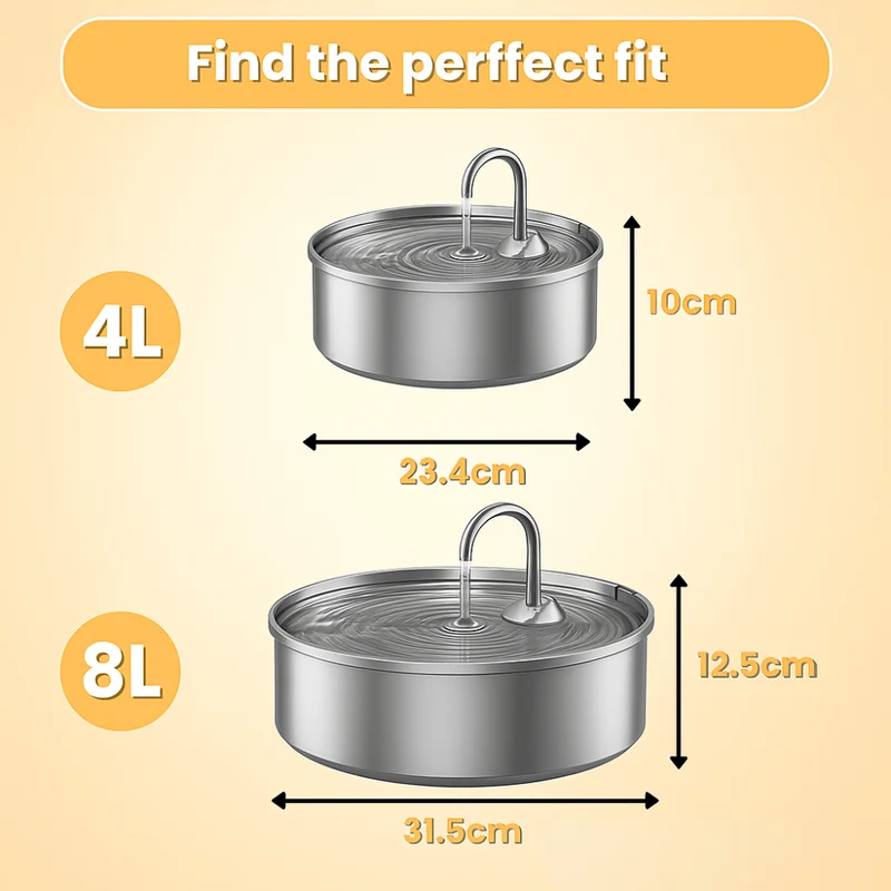 Pet Water Fountain Stainless Steel Automatic Drinking Bowl