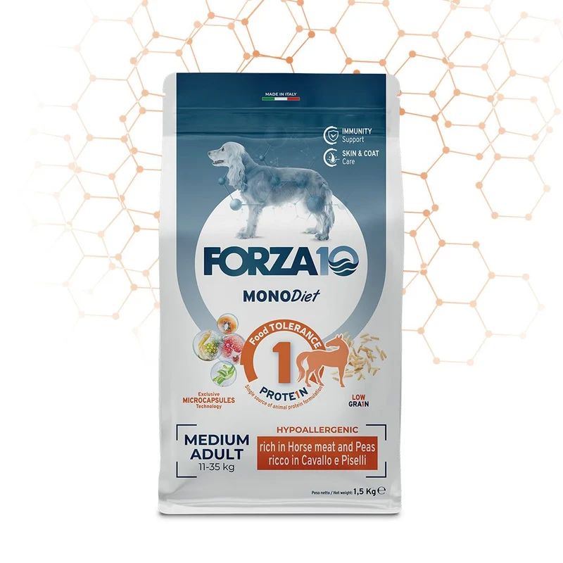 Forza10 Diet Low Grain Cibo Per Cani Medium Gusto Cavallo