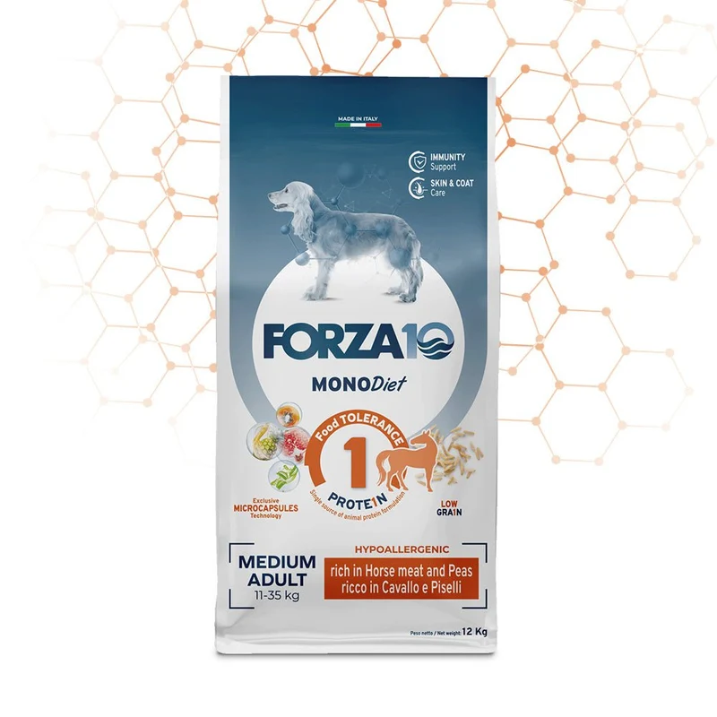 Forza10 Diet Low Grain Cibo Per Cani Medium Gusto Cavallo