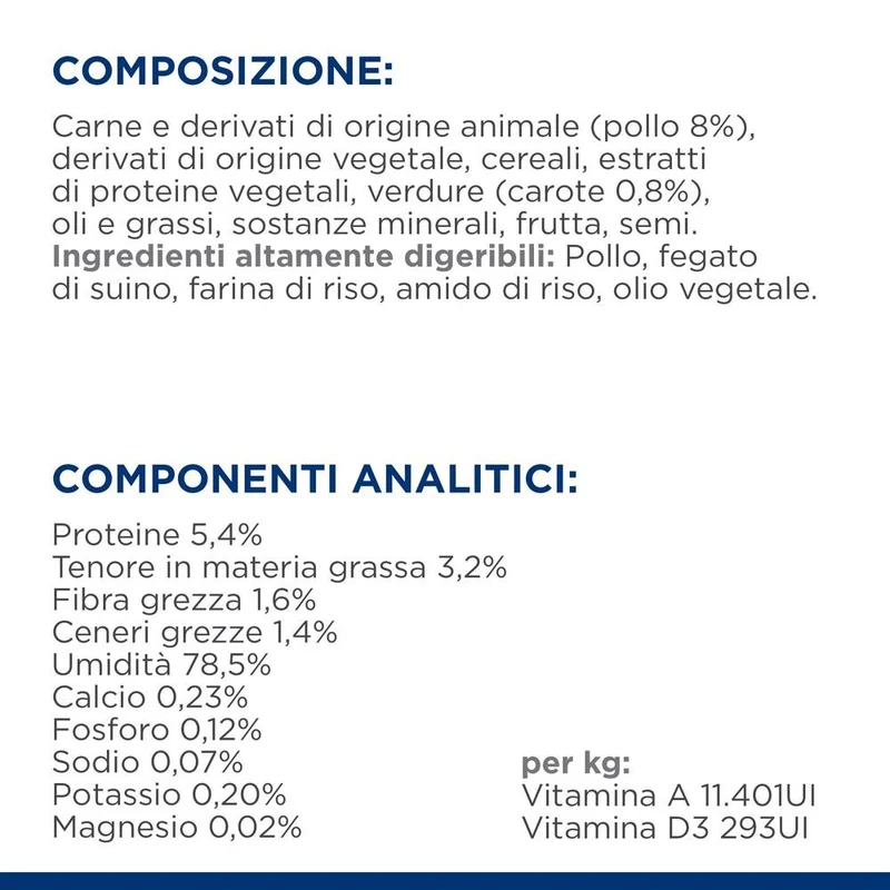 Hill's PRESCRIPTION DIET Gastrointestinal Biome spezzatino Per cani con pollo e carote aggiunte