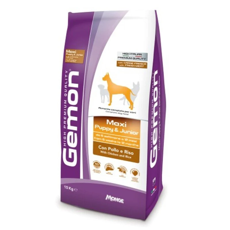 Monge Cibo Per Cani Linea Gemon Maxy Puppy E Junior Pollo E Riso 15Kg