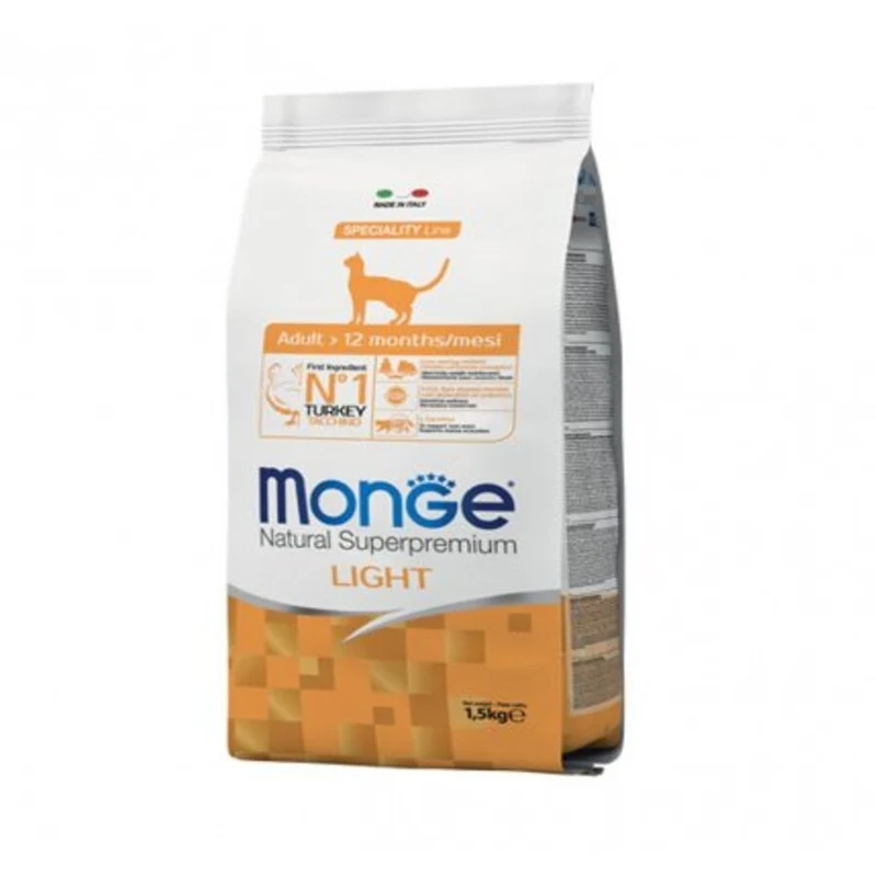 Monge Cibo Per Gatti Adult Superpremium Light Tacchino Croccantini 1.5Kg