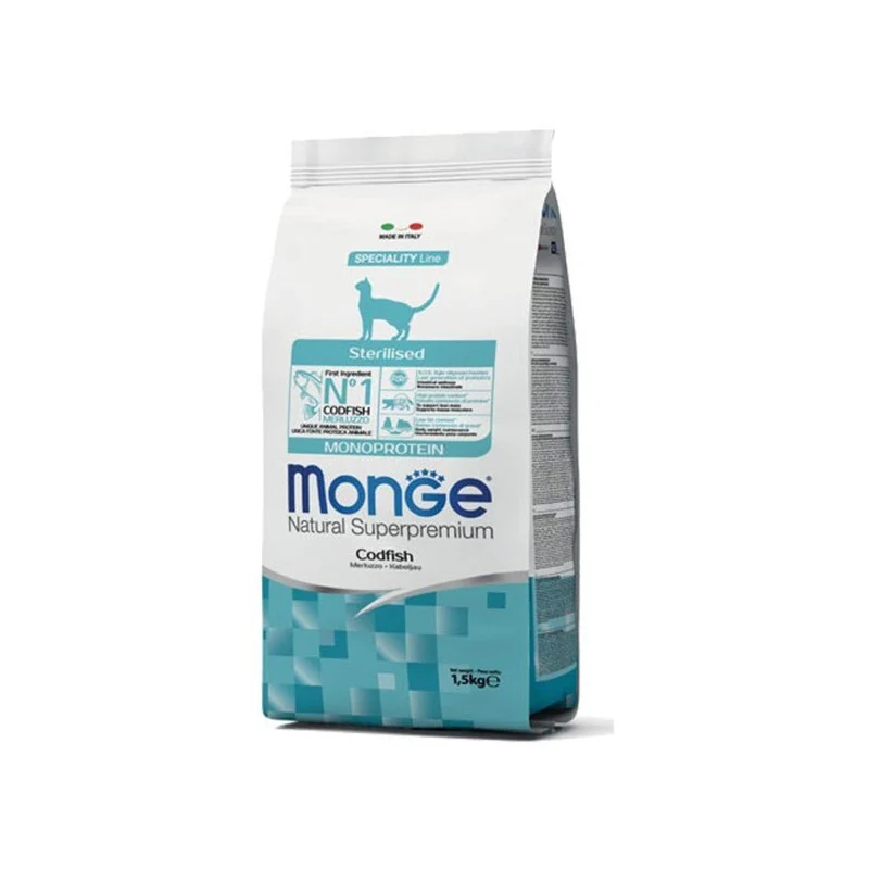 Monge Cibo Per Gatti Sterilised Monoproteico Merluzzo Croccantini 1.5Kg