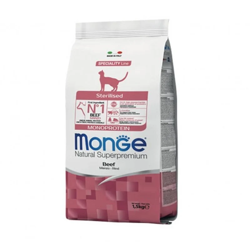 Monge Cibo Per Gatti Sterilised Monoproteico Manzo Croccantini 1.5Kg