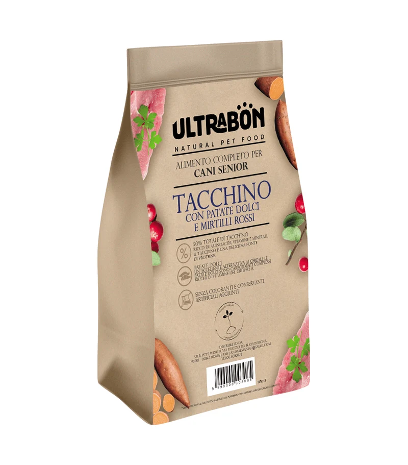 Ultrabon Cibo Per Cani Senior Gusto Tacchino Con Patate E Mirtilli