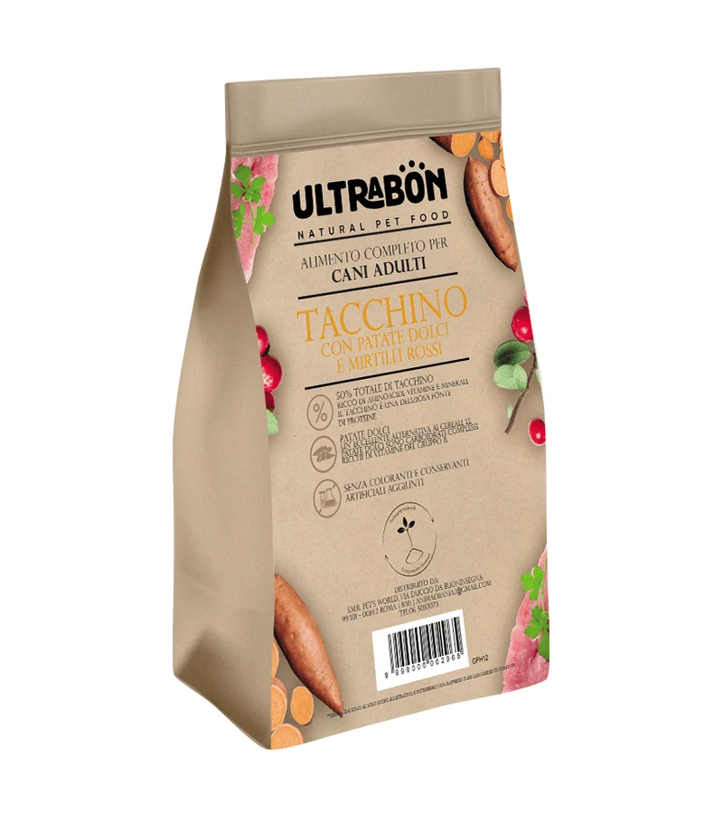 Ultrabon Cibo Per Cani Adulti Gusto Tacchino, Patate E Mirtillo