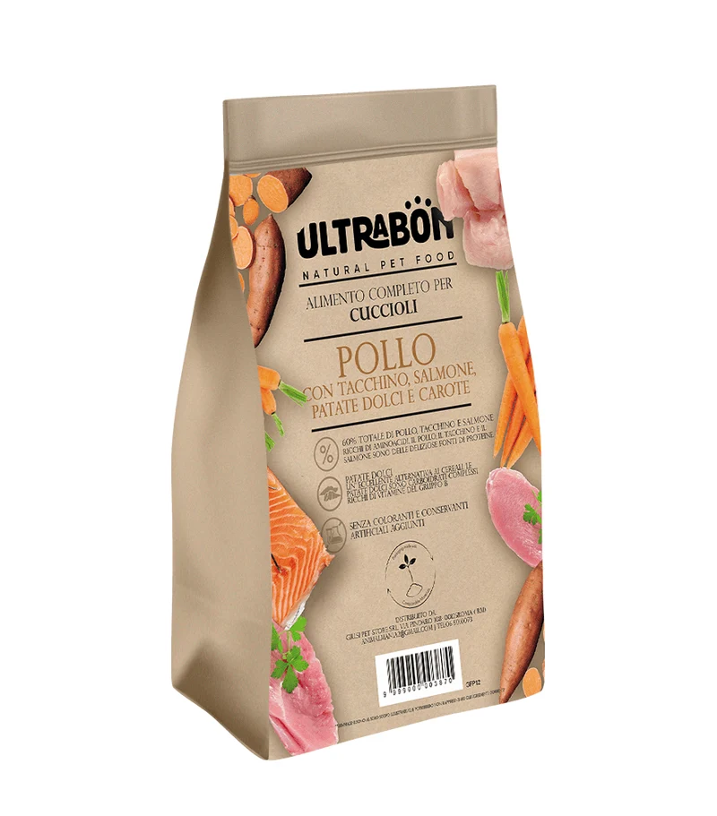 Ultrabon Cibo Per Cani Puppy Gusto Pollo Tacchino Salmone