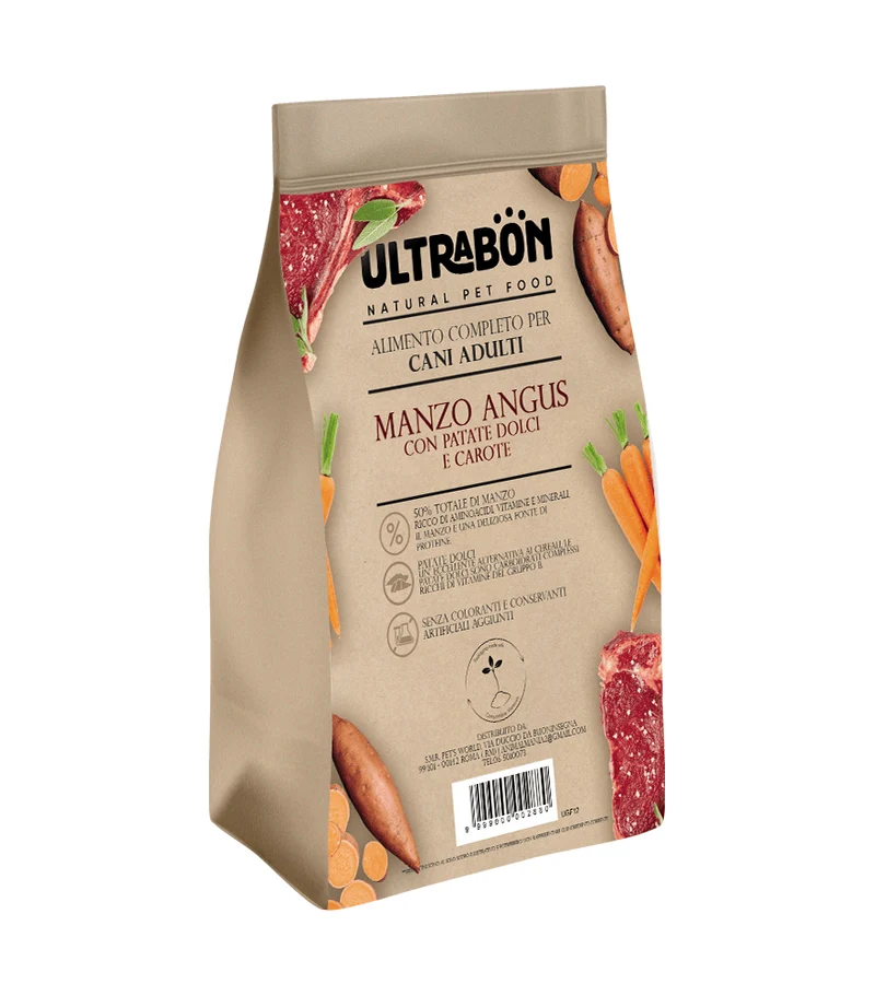 Ultrabon Cibo Per Cani Adulti Gusto Manzo Patate Dolci E Carote