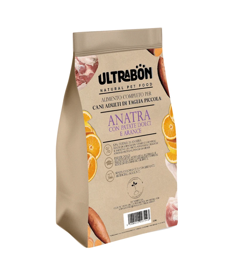 Ultrabon Cibo Per Cani Adulti Taglia Piccola Gusto Anatra Patate Dolci E Arancia