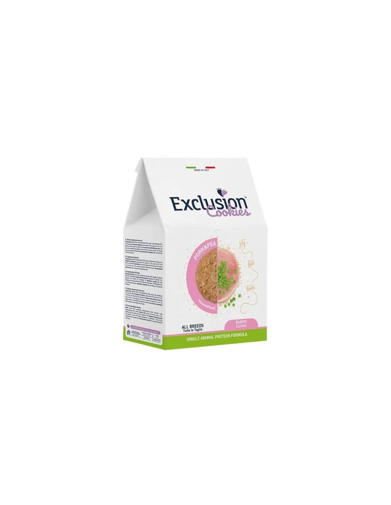 Exclusion Mediterraneo snack per cani cuccioli gusto maiale e piselli 300gr