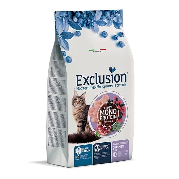 Exclusion Mediterraneo Cibo Per Gatti Sterilizzati Taglia Grande Gusto Pollo 1,5Kg