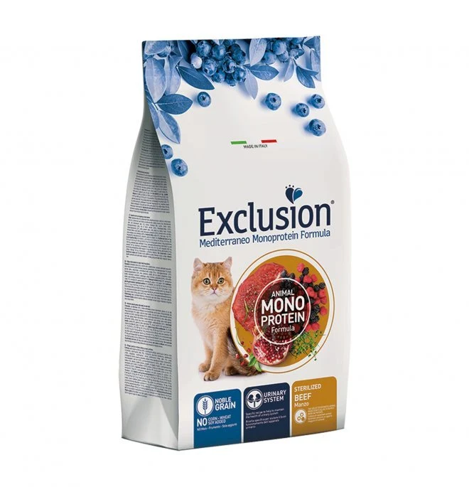 Exclusion Mediterraneo Cibo Per Gatti Sterilizzati Gusto Manzo 1,5Kg