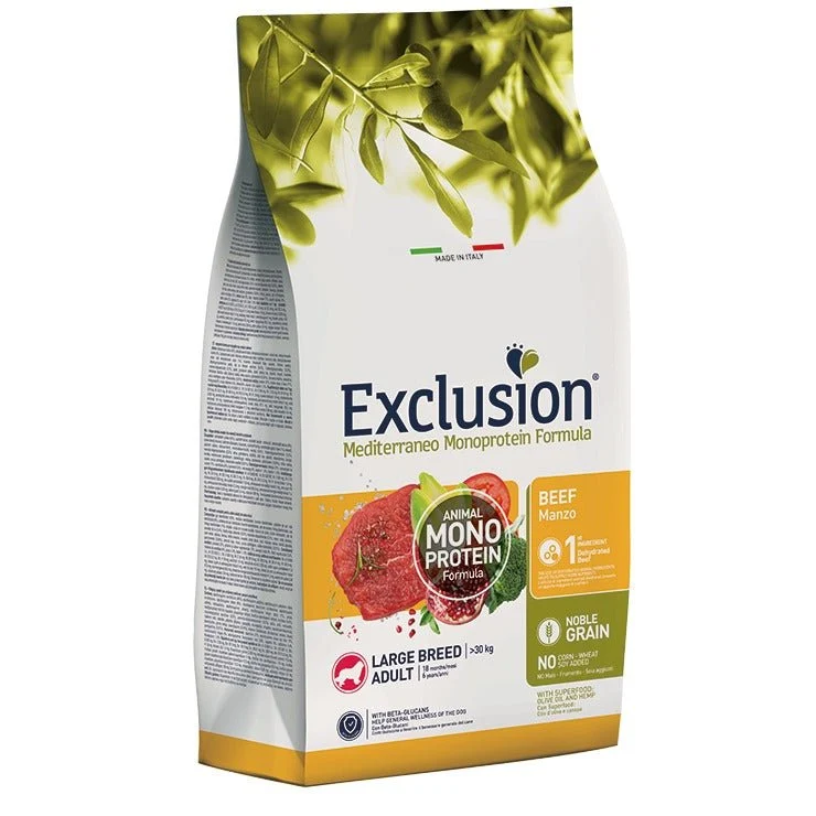 Exclusion Mediterraneo Cibo Per Cani Adulti Taglia Grande Gusto Manzo 12Kg