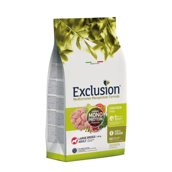 Exclusion Mediterraneo Cibo Per Cani Adulti Taglia Grande Gusto Pollo 12Kg