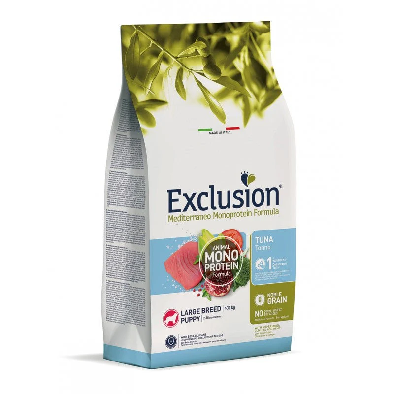 Exclusion Mediterraneo Cibo Per Cani Cuccioli Taglia Grande Gusto Tonno 12Kg