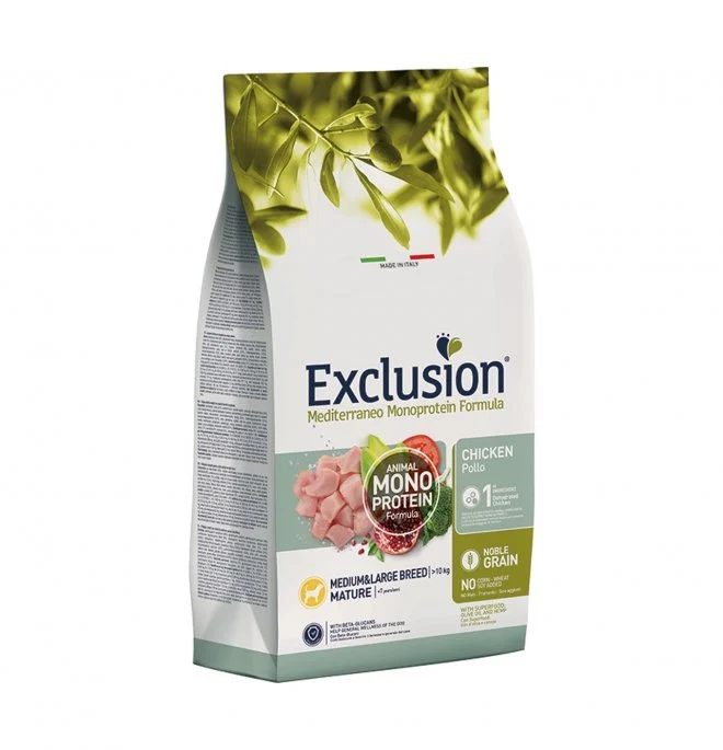 Exclusion Mediterraneo Cibo Per Cani Maturi Gusto Pollo 12Kg