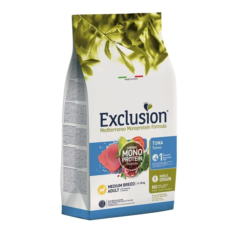 Exclusion Mediterraneo Cibo Per Cani Adulti Taglia Media Gusto Tonno 12Kg