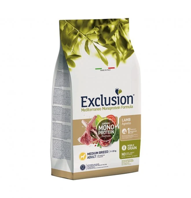 Exclusion Mediterraneo Cibo Per Cani Adulti Taglia Media Gusto Agnello 12Kg