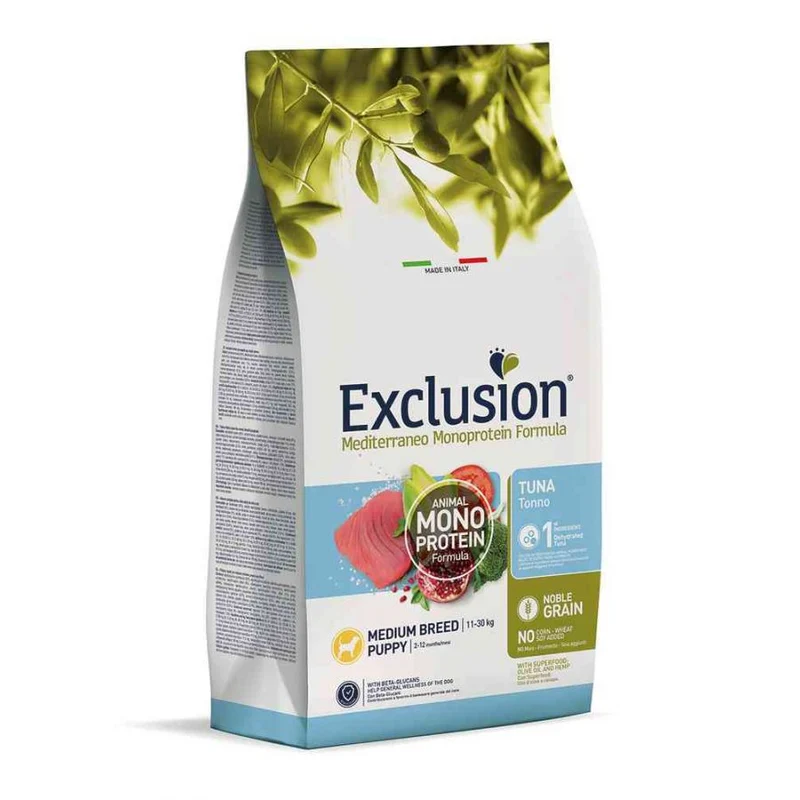 Exclusion Mediterraneo Cibo Per Cani Puppy Taglia Media Gusto Tonno 12Kg
