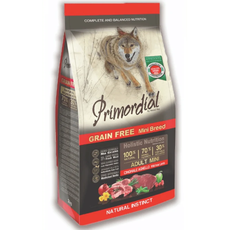 Primordial Grain Free Cibo Per Cani Gusto Cinghiale E Agnello 6Kg
