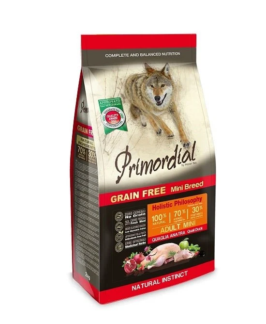 Primordial Grain Free Cibo Per Cani Gusto Quaglia E Anatra 6Kg